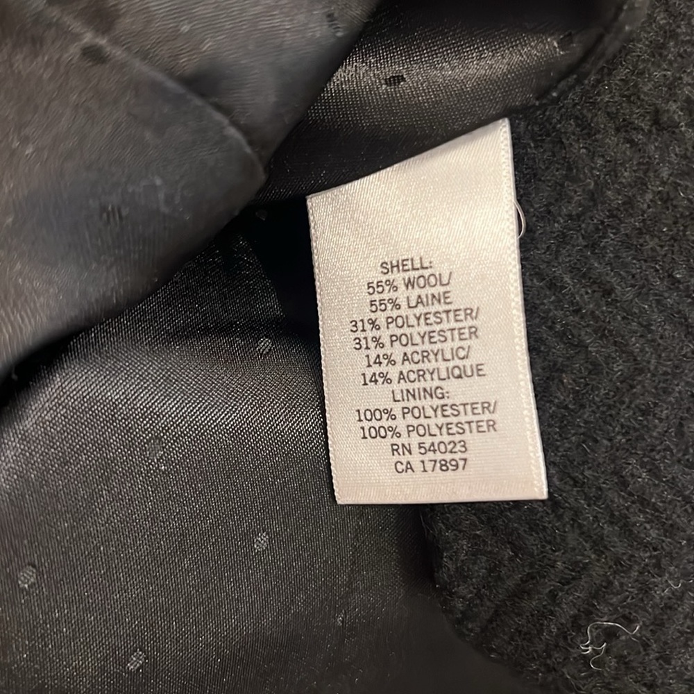 Banana Republic Black Wool Blend Herringbone Coat Size Medium - Picture 9 of 11